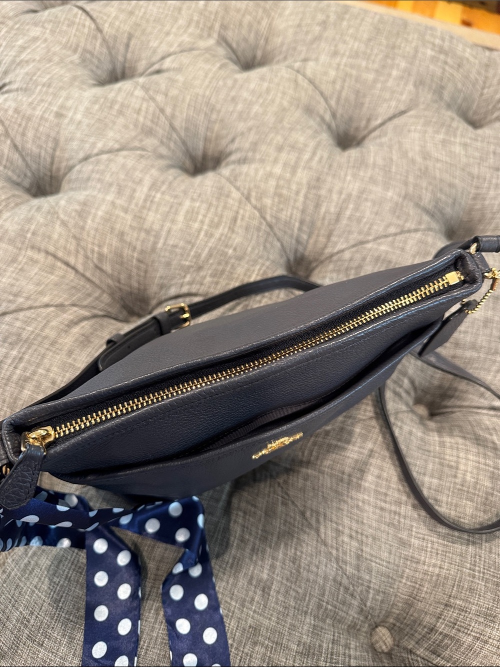 Coach Bag Dark Navy Pebbled Leather File Crossbody - Picture 10 of 17
